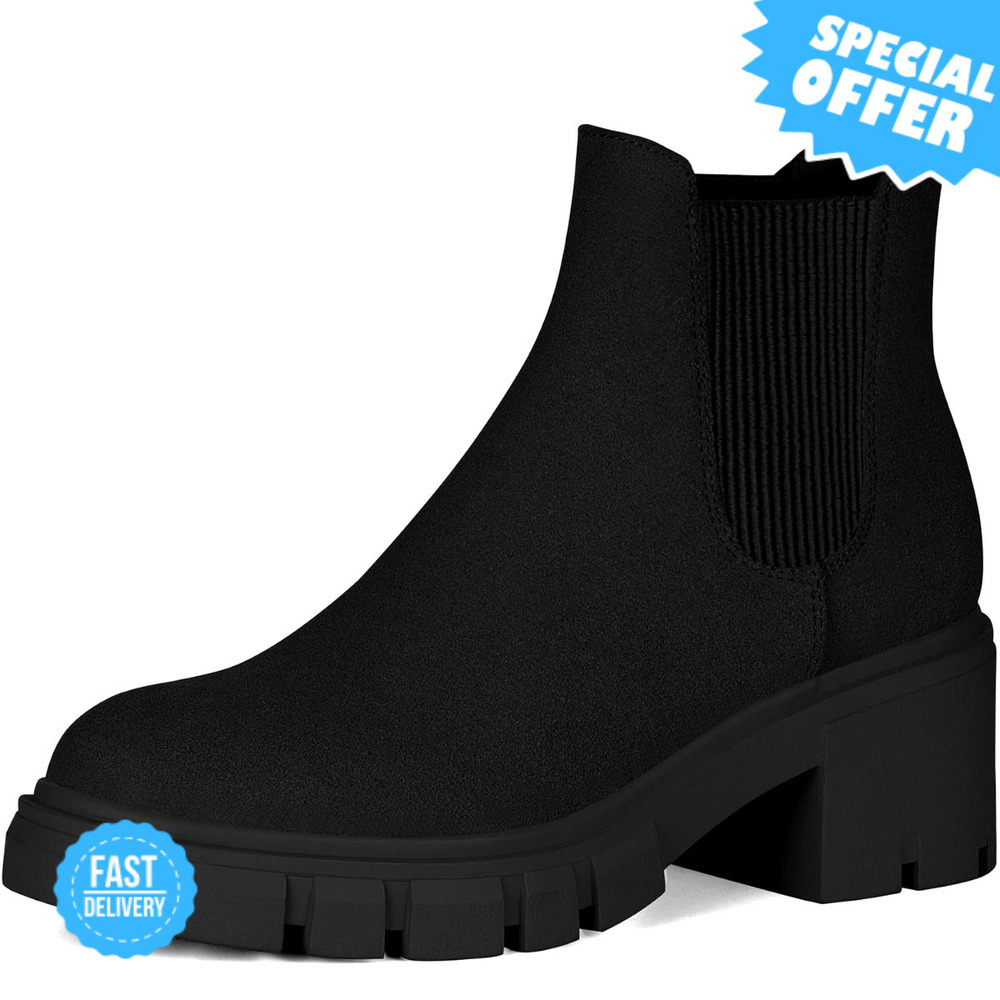 BRAND NEW Athlefit Chelsea Boots Chunky Heel Slip-On Ankle Booties